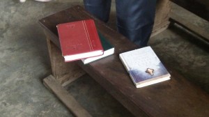 A copy of "Living the Cross Centered Life" in a church I was in last Fall.