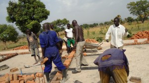 The start of the RAU Guesthouse walls. All the bricks are locally hand made.