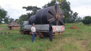 Our trucked arrived with our water tanks, electrical supplies, and roof materials from Kampala. The truck had three blow outs and got stuck twice and had to be offloaded and reloaded both times. The roads from Gulu to Moyo are very,very bad. The Lord has granted grace and our supplies are now safely here at the site. Thank you for your prayers...please continue!