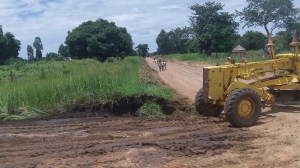 Widening our driveway entrance so that our 40' container will be able to enter when it arrives.