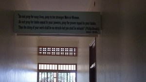 Great exhortation right outside Carol's and my bedroom.