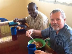 Sam and I are enjoying Posho (ground corn flour) and beans. They along with pumpkin,tomatoes,onions, cabbage,rice,and carrots are main food items. We have meat once a week on Sunday. 