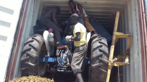 The tractor was on top of the shredder. They were also wedged so tightly we could not move either one until we jacked the tractor up and unloaded things in front of them.