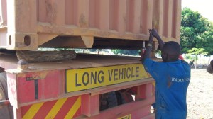 We had to jack up the container and put logs between it and the trailer before we could pull it off