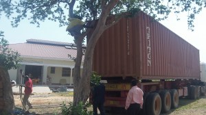 We tied the container to a guava tree with heavy duty rope which came in the container.