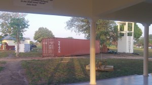 The container is grounded! PTL! We need now to drag it to its ready made pad.